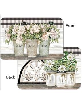 CounterArt Vintage Farmhouse Placemats Reversible Rectangular Placemat Set of 4
